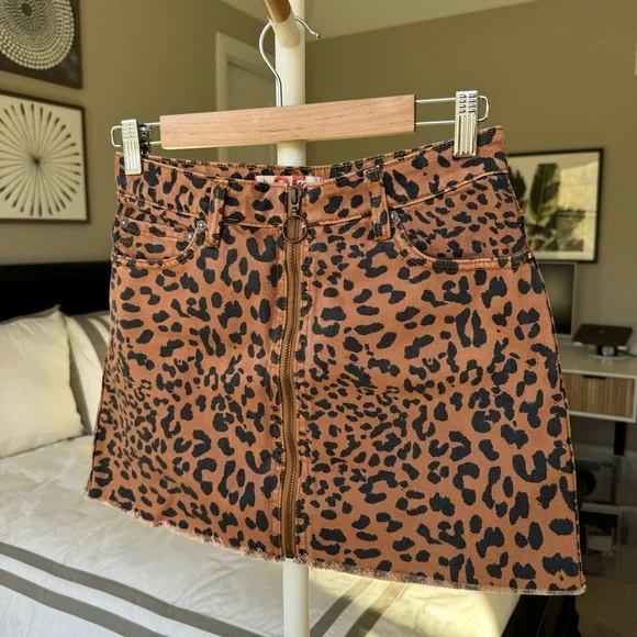 We The Free Cheetah Denim Mini Skirt - Picture 2 of 5